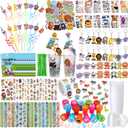 Poen 172 Pcs Jungle Party Favors Set Include Cup Straw Stamp Clap Bracelet Keychain Ring Puzzle Sticker Animal Miniature Card for Birthday Party Baby Shower Goody Bag Stuffer
