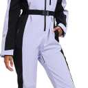 HOTIAN Women One Piece Ski Suits Slim Fit Overalls Jumpsuits Waterproof Winter Outdoor Snowboard Snow Suits (Medium, Purple)