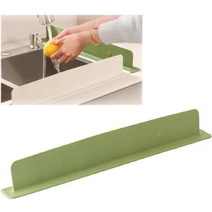 Silicone Sink Splash Guard, 2025 New Silicone Sink Water Retaining Board for Kitchen, Portable Water Retaining Strip Reusable Water Splash Guard for Bathroom Countertop (Silicone, Green)