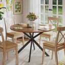ChooChoo 47.2 Inch Round Dining Table for 4, Wood Kitchen Table, Round Dinner Table for Home Kitchen Dinning Room, Walnut(Only Table)