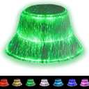 LED Rave Bucket Hat Light up Fisherman Cap 7 Colors Glow in the Dark Party Hats USB Rechargeable EDM Festival Gear (White)