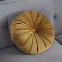 Round Throw Pillow Velvet Pumpkin Pleated Meditation Pillow Solid Color Home Decorative Throw Pillow Floor Cushion for Sofa Chair Living Room Decoration (Yellow)