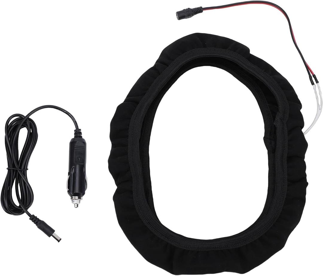 ZJchao Heated Steering Wheel Cover, Steering Wheel Heater, Automotive Hand Warming Protector, Fast Heating Anti Slip Universal Fit for Winter Driving Sedans, Suvs, and Trucks