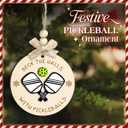 3 x Pickleball Christmas Ornament - Deck The Halls With Pickleballs Xmas Tree Decor - Sports Ornaments Gifts for Women, Men, Pickleball Fans, Players, Teams, Coaches - 2 Layer Wood