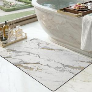 Color&Geometry Marble Bath Mat,Ultra Thin Bathroom Rugs fit Under Door, 16"x24"-Small