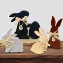 2 x Easter Decorations for Home: 4 pcs Bunny Table Decorotions Wooden Bunny Decorotions Centerpiece Signs with Bow Tie, Sign, Rustic Tiered Tray Decor Farmhouse Bunny Decorations for Table, Vintage Easter Gifts