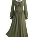 ROSE GAL Plus Size Womens Renaissance Fairy Dress Lace-up Tie Ruffles Pleated Square Neck Flowy Cottagecore Corset Peasant Dress Medieval Costume(Green_1/2X) (XXL)