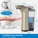 PZOTRUF Automatic Soap Dispenser, Touchless Dish Soap Dispenser 17oz/500ml with Infrared Sensor, 5 Adjustable Soap Dispensing Levels, Liquid Hand Dispenser for Bathroom Kitchen Sink(Champagne Gold)