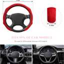 Car Steering Wheel Cover, 15 Inch Anti-Slip Suede Steering Wheel Protector with Comfortable Grip, Breathable Sporty Auto Wheel Wrap Universal Fit for Most Cars Trucks SUVs (Red)
