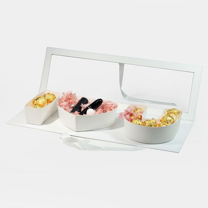 Geoto 6 Pack 17.3 x 6 x 2 inches Pink/Red/White Color Fillable Letter Shaped Gift Box, I Love You I Heart U Alphabet Valentine's Day Box with Clear Lid (White with Window)