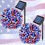 JMEXSUSS Red White and Blue Solar Lights 100LED 33ft Patriot Solar String Lights Waterproof, 8 Modes 4th of July Lights for Independence Day, Gardens, Tree, Outdoor 4th of July Decorations