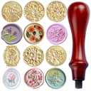 7Pcs Rose Flower Wax Seal Stamp Head with Wooden Handle Wax Stamp Seal Kit Tulip Orchid Floral Stamps Heads for Letter Sealing Seals Stamps for Wedding Invitations Envelopes Decoration Gift Wrapping