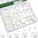 200Pcs 9 Sizes Nylon Plastic Hole Plugs 1/5" 1/4" 5/16" 3/8" 1/2" 5/8" 3/4" 7/8" 1"Round Hole, Flush Type Panel Knockout Locking Plugs,Screw Covers for Furniture Cabinet Insert End Caps(white)