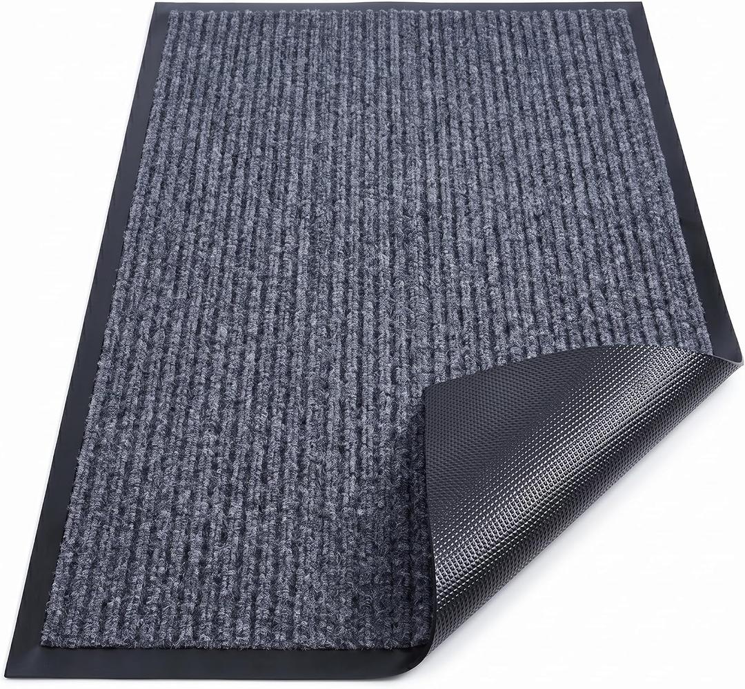 Commercial Floor Mat 2Pcs 3'x5' Grey Heavy Duty Rubber Entrance Rug