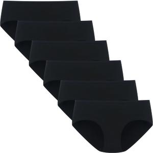 POPKOK Teen Girls Underwear Cotton Brief Panties 6 pack (12-14 Years, Black)