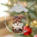Giftelix Christmas Ornaments - GNOME Stained Glass Ornament - Xmas Decor - Ornaments for Christmas Tree - Holiday Presents - Gift Exchange Ideas - Car Hanging Decoration -