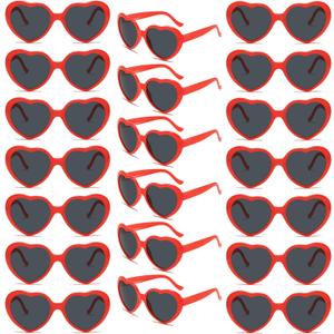 20 Pack Red Heart Sunglasses Bulk for Women Men Heart Shaped Bachelorette Sunglasses