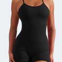 YEOREO Backless Tummy Control Jumpsuits for Women One Piece Workout Jumpsuits Sleeveless V Back Lizvette Scrunch Yoga Rompers (Black, S)
