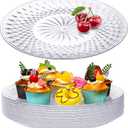 Fumete 10 Pcs Round Plastic Serving Platters 12 Inch Clear Plastic Tray Acrylic Crystal Flan Plates for Engagement Party Food Cake Cookie Fruits Birthday Wedding Supplies
