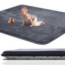 Thick Baby Play Mat for Floor,Padded Foam 47x47 Playpen Mat,Ultra Soft Support & Plush Feel Nursery Rug,Non Slip for Toddler,Infants,Kids Play,Yoga,Baby Crawling,Tummy Time (Dark Grey)
