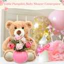 Amyhill 4 Sets Little Pumpkin Baby Shower Decorations Bear Baby Shower Table Centerpieces Bear Stuffed Artificial Flowers Plastic Pumpkin Vase Set for Fall Autumn Gender Reveal Party Decor(Pink)