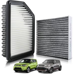 CF12002 Activated Carbon Cabin & Engine Air Filter Fit for Kia Soul L4 1.6L 2.0L 2014-2018 Replace CA11206 28113-1R100