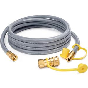 GASPRO 12 Feet 1/2" ID Natural Gas Hose, Low Pressure LPG Hose with Quick Connect, for Weber, Char-broil, Pizza Oven, Patio Heater and More
