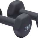 Amazon Basics Neoprene Dumbbell Hand Weights for Exercise and Muscle Toning, 15lb Pair Gray