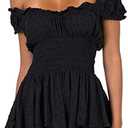 AOHITE Womens Summer Tube Top Dress Off-Shoulder Ruffled Flowy Mini Short Dresses S