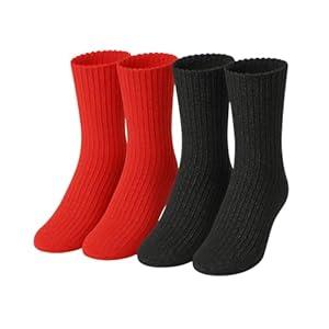 Heat Logic Women’s Sherpa Lined Slipper Socks - Ultra Soft, Warm & Fuzzy Cozy Cabin Socks with Non-Slip Grip, Perfect for Winter, Home, and Lounge Comfort (2 Pack)