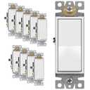 ENERLITES 3-Way Decorator Paddle Rocker Light Switch, Gloss Finish, Single Pole or Three Way, 3 Wire, Grounding Screw, Residential Grade, 15A 120V/277V, UL Listed, 93150-W-10PCS, White (7 Pack)