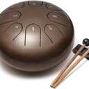 Steel Tongue Drum Percussion, 6 Inch 8 Notes Musical Instruments, Music Gifts for Family Friends (Bronze)
