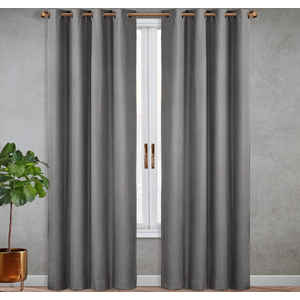 SUN+BLK Nantes Luxury Insulated Total Blackout Grommet Single Curtain Panel, Noise Reducing, Light Blocking, Grey, 52x63