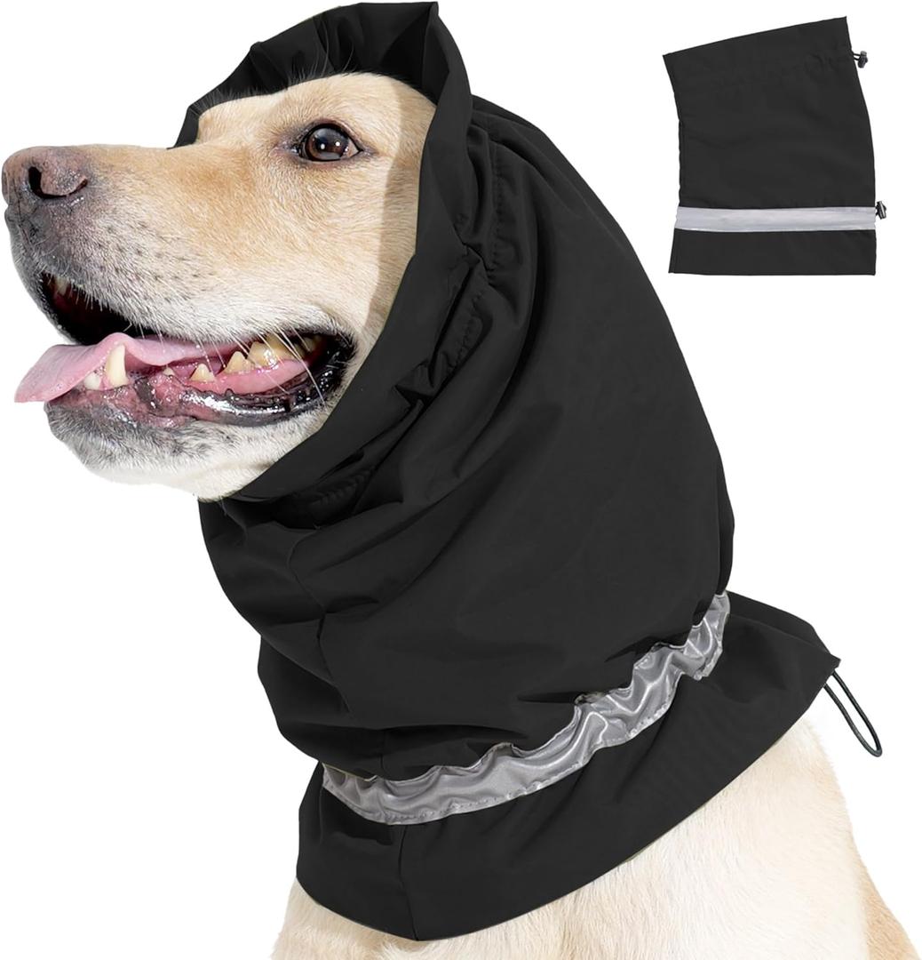 Dog Ear Cover Adjustable Ear Protection Winter Warm Outdoor Rainproof Travel Coldproof Dog Neck Wrap Black M