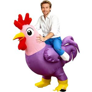 Inflatable Halloween Costumes for Adult Chicken Costume for Halloween Funny Riding Costume Men Women Cosplay Party (Purple)