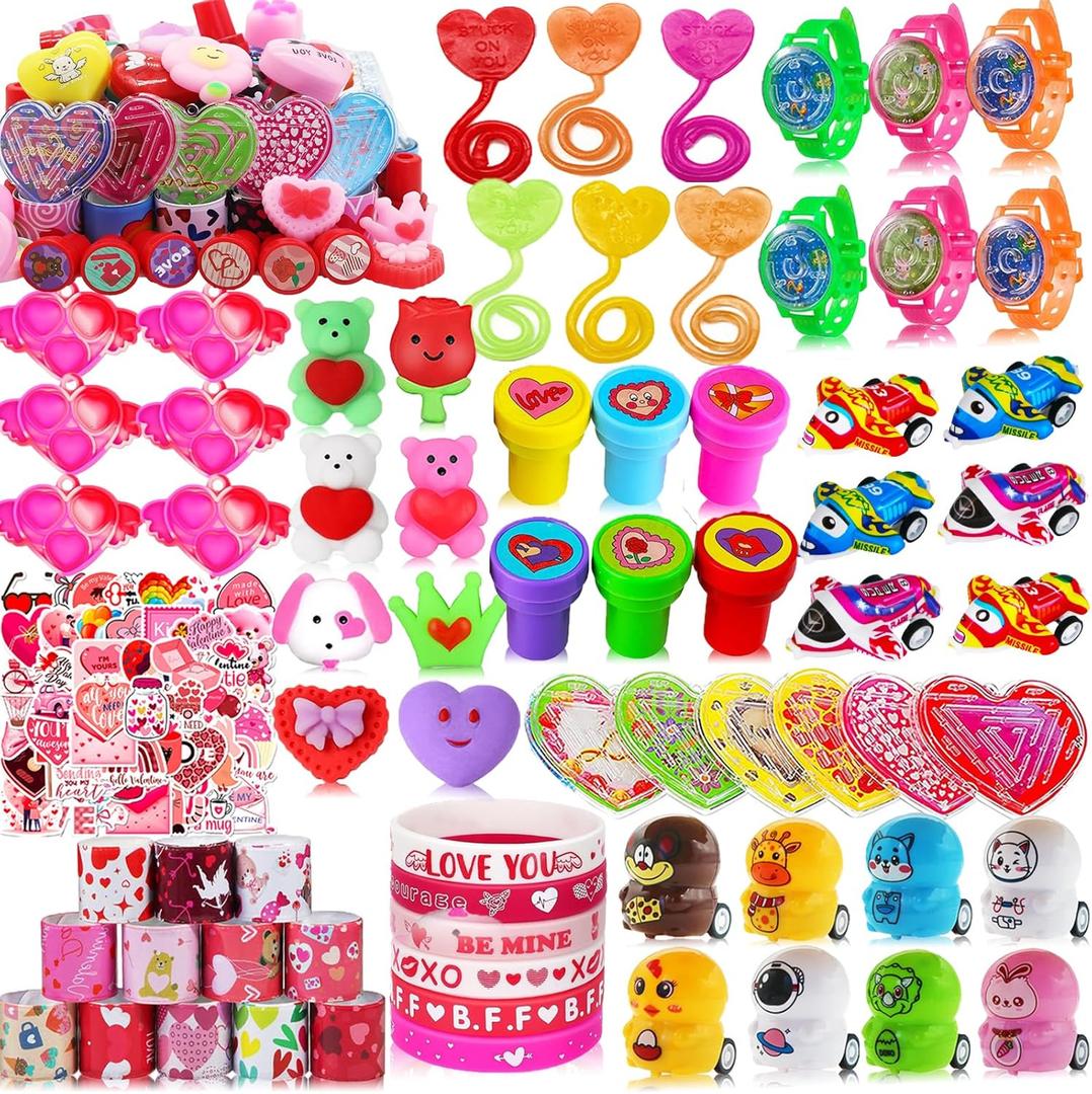 132 Pcs Valentines Day Party Favors for Kids, Prizes Treasure Box Toys, Pinata Filler Goodie Bag Stuffers, Treasure Chest School Rewards for Boys Grils, Classroom Exchange Gifts Prizes