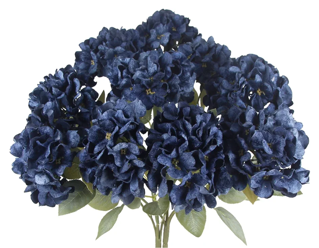 2 Pcs Hydrangea Artificial Flowers Blue Faux Hydrangeas Flower Outdoor Artificial Flowers Bouquets Silk Hydrangea Flowers Stems for Home Decor Party Floral Arrangements Wedding Centerpieces
