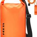 HEETA Waterproof Dry Bag for Women Men(Upgraded Version) 5L/10L/20L/30L/40L Roll Top Lightweight Dry Storage Bag Backpack with Emergency Whistle for Travel, Swimming, Boating, Kayaking, Camping, Beach (Orange)