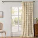 Beige Ruffle Curtain 95 Inch length 1 Panel Farmhouse Shabby Chic Gypsy Layered Ruffled Curtain for Living Room, Rod Pocket Privacy Light Filtering Semi-Sheer Boho Ruffle Window Drape, 52 x 95 Inch