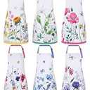 Bencailor 6 Pcs Kitchen Aprons with Pockets Women Spring Summer Holiday Aprons(Multicolored, Spring Floral)