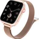 MARGE PLUS Slim Milanese Loop Compatible with Apple Watch Band for women 41mm 40mm 38mm 42mm 46mm 45mm 44mm, Stainless Steel Strap work on iWatch Series 11 10 9 8 7 6 5 4 3 & SE 3 2 1 (champagne gold)