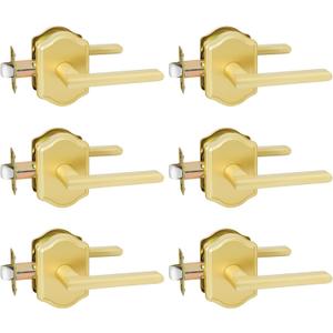 goldenwarm Gold Passage Door Handles, Classic Zinc Alloy Brushed Gold Hall and Closet Door Handles, Brushed Brass Interior Door Levers,Hallway(6 Pack)