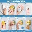 Suction Cup Hooks for Glass Window, Mirror, Wreaths - Shower Hooks for Inside Shower, No Drill Towel Hooks for Bathrooms, Bath Robe Coat Looafh Hook for Hanging - Gold (4 Pack)