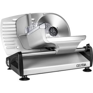OSTBA Electric Deli Meat Slicer, 200W Food Slicer with 0-15mm Adjustable Thickness, 7.5 Removable Stainless Steel Blade & Food Carriage, Child Safety Lock, Easy to Clean - For Home Use