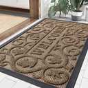 Smiry Welcome Door Mat Outside Entrance, Heavy Duty Trap Dirt and Moisture Easy Clean Low Profile Patio Porch Indoor Outdoor Front Doormat for Entry, 35x23 Inch, Brown