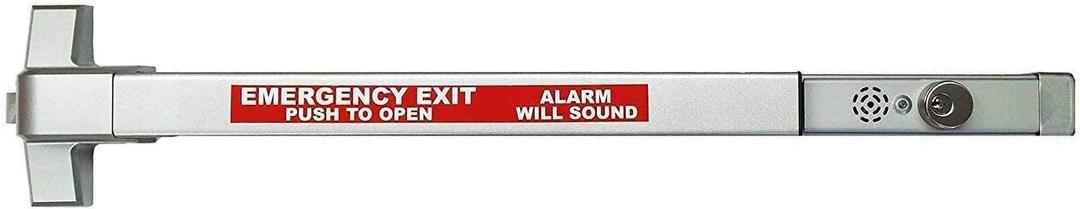 Dynasty Hardware Commercial Door Push Bar Panic Exit Device with Alarm Sprayed Aluminum, Fits 36" Wide Door