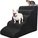 5 Step Pet Stairs Ramp for High Beds Sofas 23-30 Inch with Sturdy Non Slip Waterproof Pads, Machine Washable Cover Indoor Balanced Design for Cats Dogs Small Medium Large XL Pets Black, Large