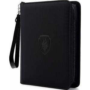 Premium 4 Pocket Zip Card Binder, Trading Card Binder for 320 Cards, Portable PU Card Collection Binder, Collector Card Album Folder for MTG, TCG, Sports Cards, Game Cards (Black) (4 Pocket - 10.2" x 7.5")