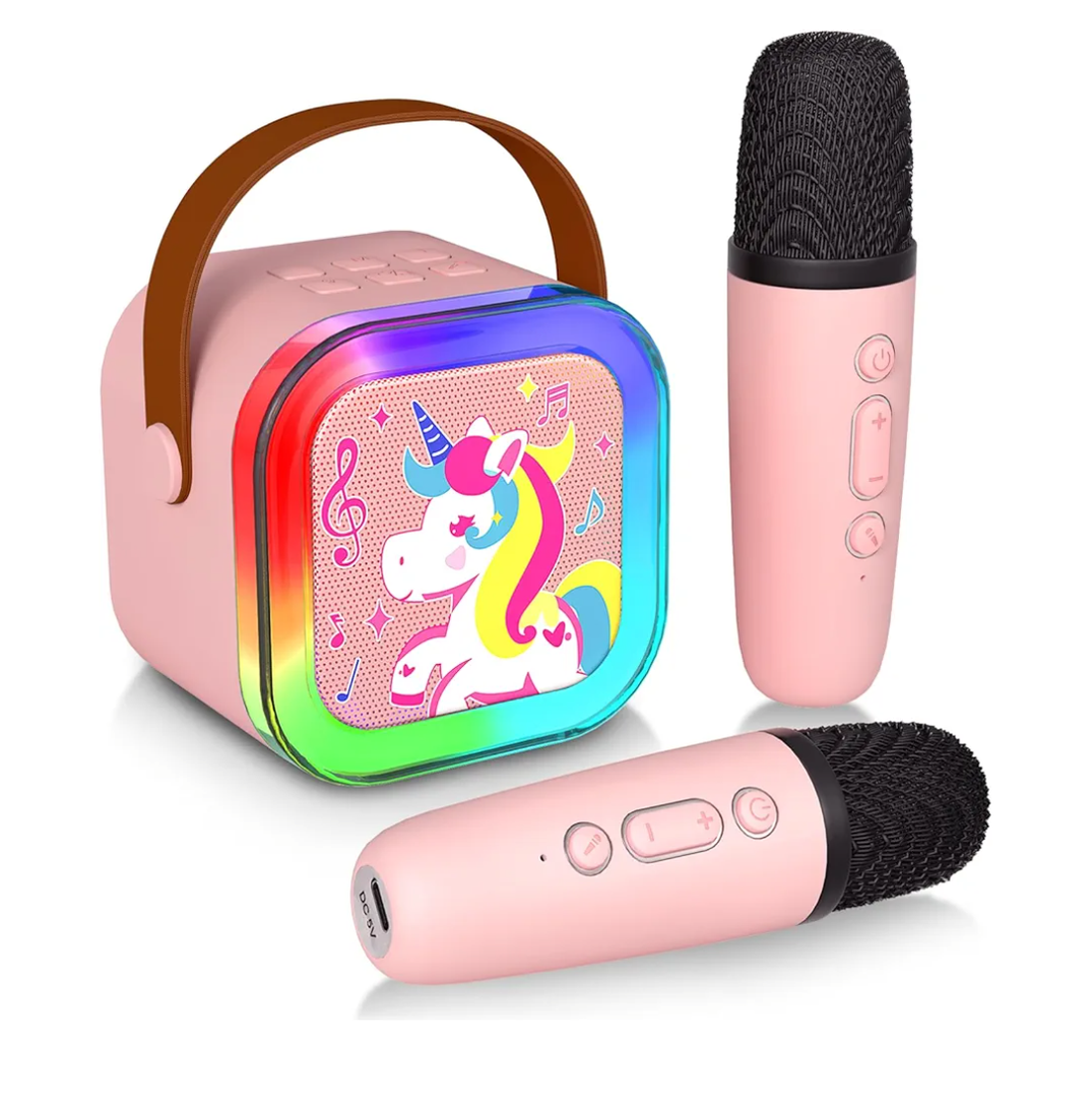 Mini Karaoke Machine with 2 Wireless Microphones, Karaoke Machine for Kids Adults, Singing Toys for Ages 3, 4, 5, 6, 7, 8 +, Best Gift for Birthday, Party, Christmas | Karaoke Machine for Girls