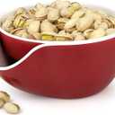 Pistachio Bowl, Snack Serving Dish, Double Peanut Bowl with Nut Seeds Shell Candy Storage, Red